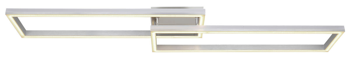 LED-DECKENLEUCHTE 40 W    119,5/25,5/10 cm  - Silberfarben/Opal, Design, Kunststoff/Metall (119,5/25,5/10cm) - Globo