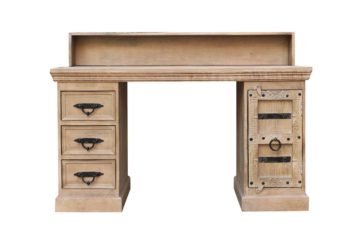 SCHREIBTISCH 132/90/65 cm  in Naturfarben  - Schwarz/Naturfarben, MODERN, Holz/Metall (132/90/65cm) - MID.YOU