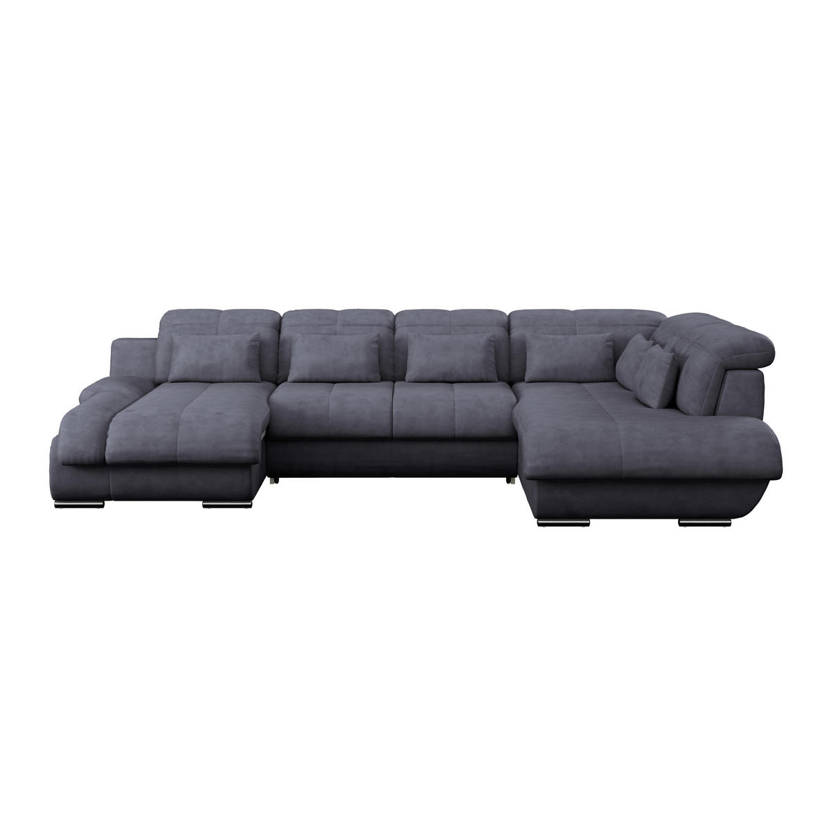 WOHNLANDSCHAFT in Mikrofaser Dunkelblau  - Chromfarben/Dunkelgrau, Modern, Textil/Metall (184/345/228cm) - MID.YOU