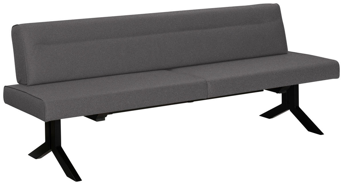 SITZBANK Metall, Textil Grau  - Schwarz/Grau, Konventionell, Textil/Metall (220/87/70cm) - Moderano