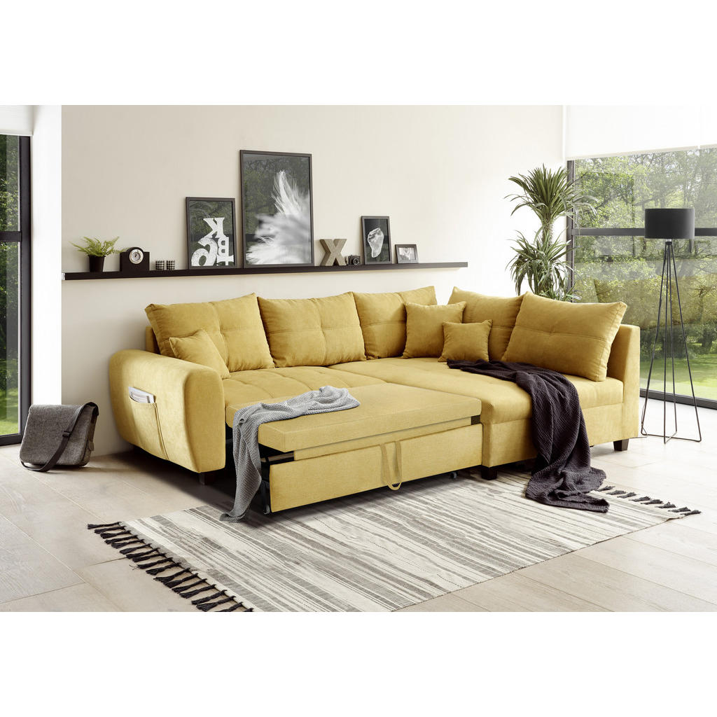 Thumbnail - Mid.you Ecksofa, Gelb, Textil, Ottomane rechts, L-Form, 248x176 cm, Schlafen auf Sitzhöhe, Wohnzimmer, Sofas & Couches, ...
