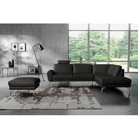 ECKSOFA in Echtleder Schwarz  - Chromfarben/Schwarz, Design, Leder/Metall (273/250cm) - Livetastic