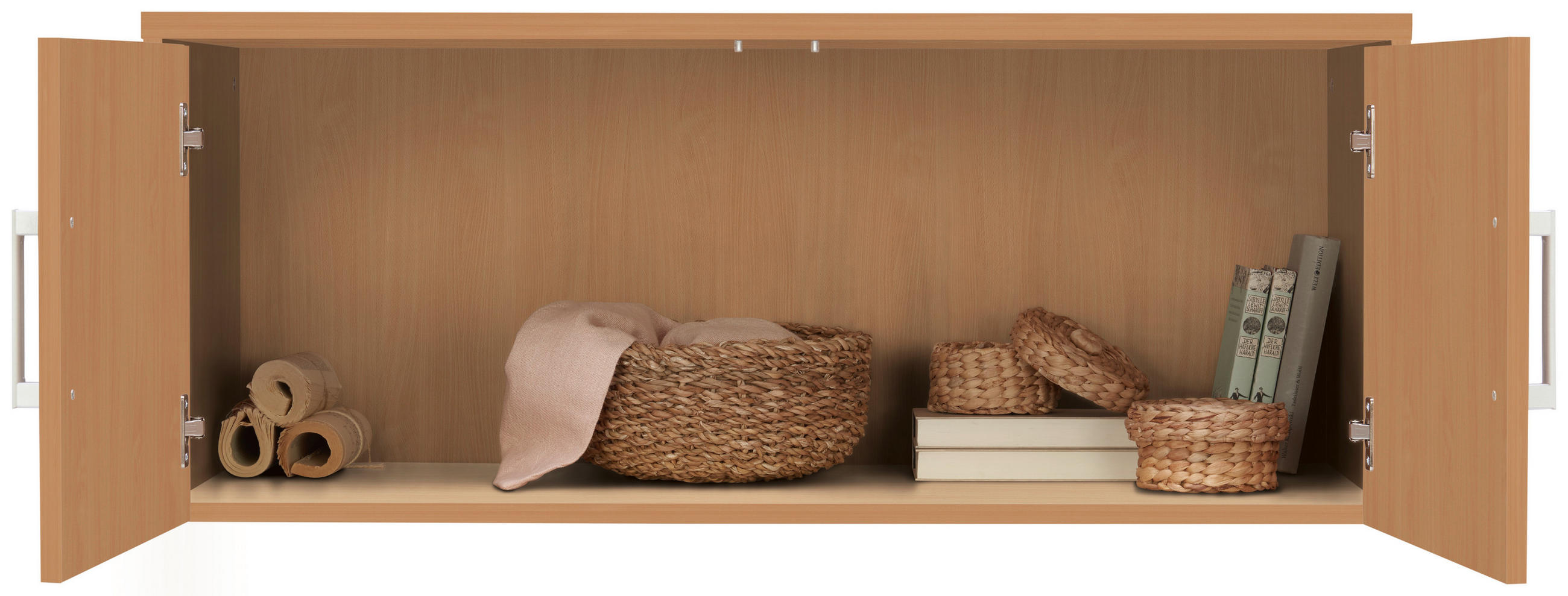 AUFSATZSCHRANK 106/43/54 cm  in  - Silberfarben/Buchefarben, Basics, Holzwerkstoff/Kunststoff (106/43/54cm) - Xora