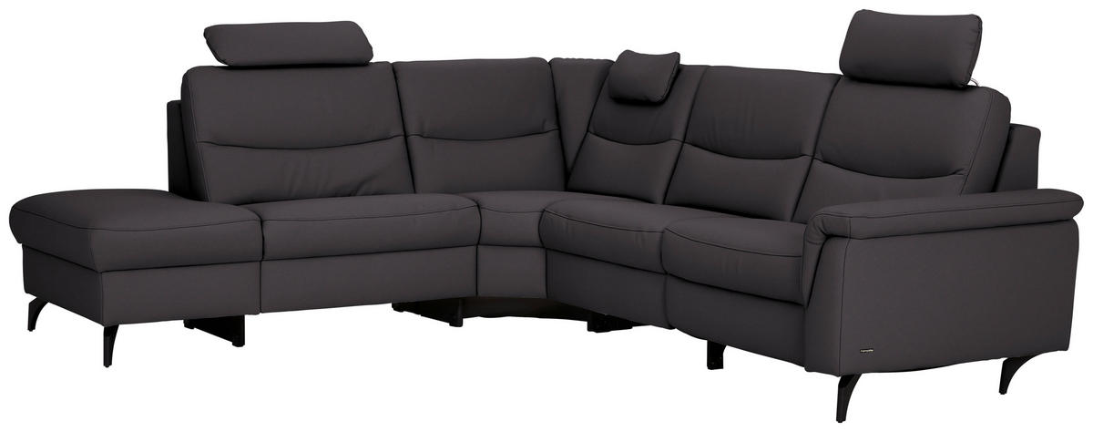 ECKSOFA in Echtleder Schwarzbraun  249/280 cm  - Schwarzbraun/Anthrazit, Design, Leder/Metall (249/280cm) - Himolla Komfortklass