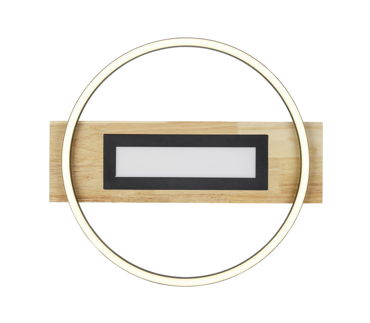 LED-DECKENLEUCHTE Yui 45/50/7,5 cm   - Schwarz/Naturfarben, Trend, Holz/Kunststoff (45/50/7,5cm) - Novel