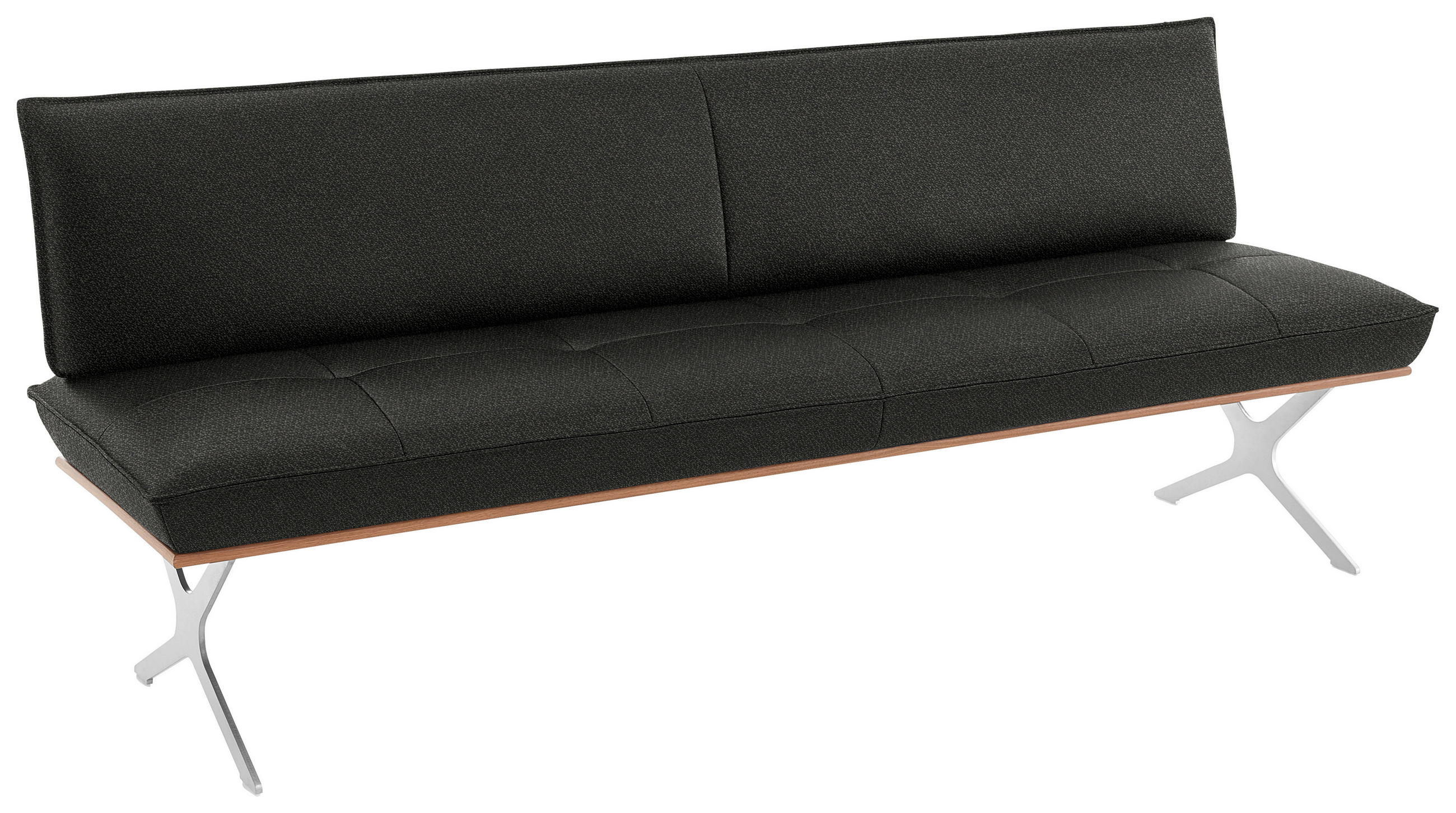 SITZBANK in Holz, Textil Anthrazit, Nussbaumfarben, Nickelfarben  - Edelstahlfarben/Anthrazit, Design, Holz/Textil (214/88/66cm) - Koinor