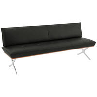 SITZBANK in Holz, Textil Anthrazit, Nussbaumfarben, Nickelfarben  - Edelstahlfarben/Anthrazit, Design, Holz/Textil (214/88/66cm) - Koinor