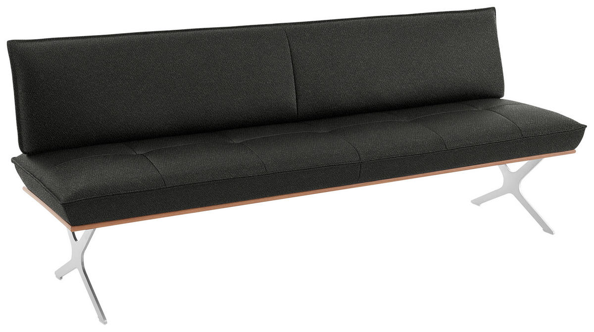SITZBANK in Holz, Textil Anthrazit, Nussbaumfarben, Nickelfarben  - Edelstahlfarben/Anthrazit, Design, Holz/Textil (214/88/66cm) - Koinor