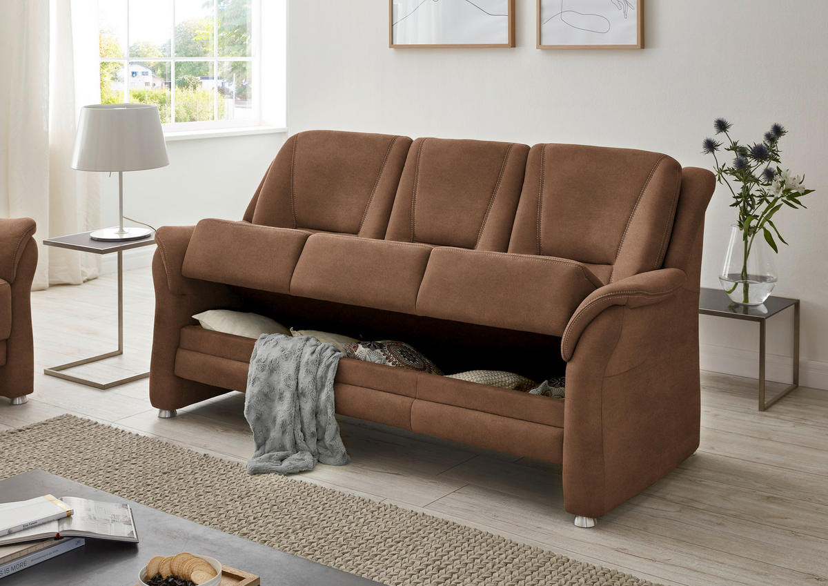 2,5-SITZER in Mikrofaser Hellbraun  - Hellbraun/Beige, Konventionell, Textil/Metall (172/100/89cm) - Beldomo Comfort