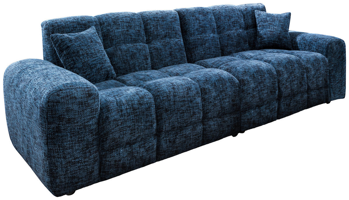 VIERSITZER-SOFA in Struktur Blau  - Blau/Schwarz, MODERN, Kunststoff/Textil (300/87/120cm) - Livetastic