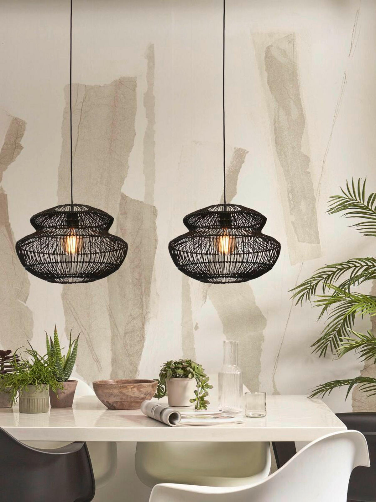 HÄNGLAMPA GOOD&MOJO  40/30 cm  - svart, Trend, naturmaterial (40/30cm) - Good & Mojo