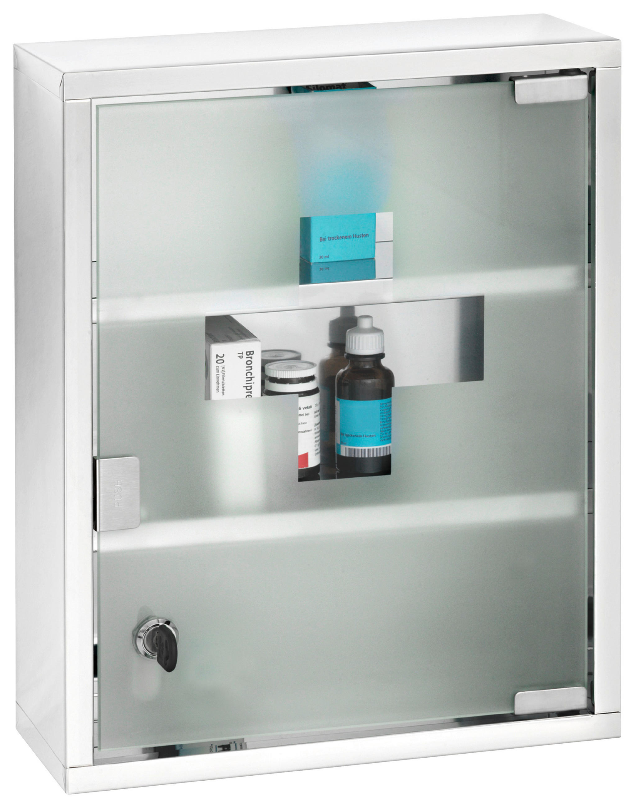 Wenko Medizinschrank Medikamentenschrank Edelstahl 30x40x12 cm