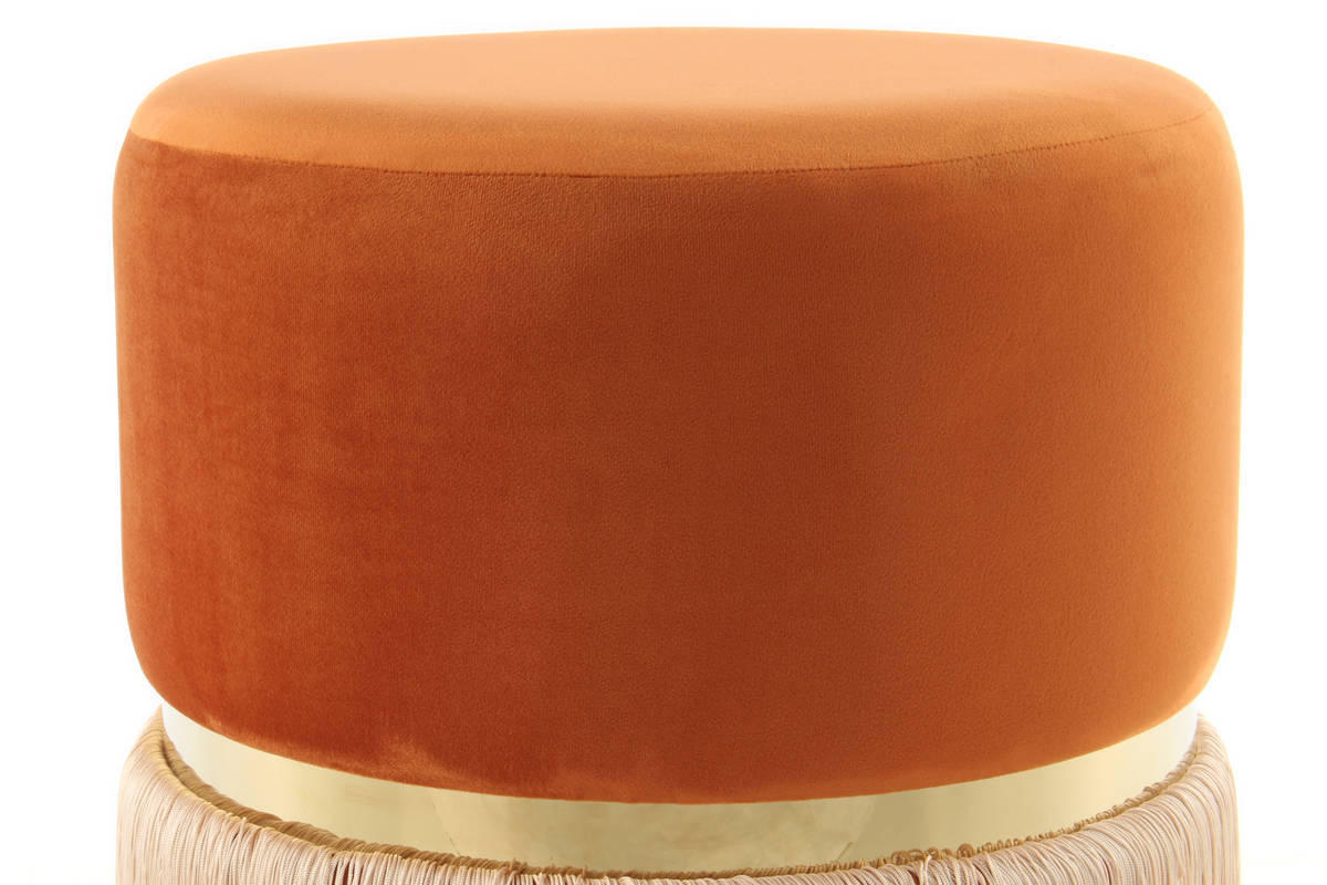 HOCKER in Metall, Textil, Holzwerkstoff Orange, Goldfarben, Champagner  - Champagner/Goldfarben, Basics, Holzwerkstoff/Textil (41/44,5/41cm) - Kayoom