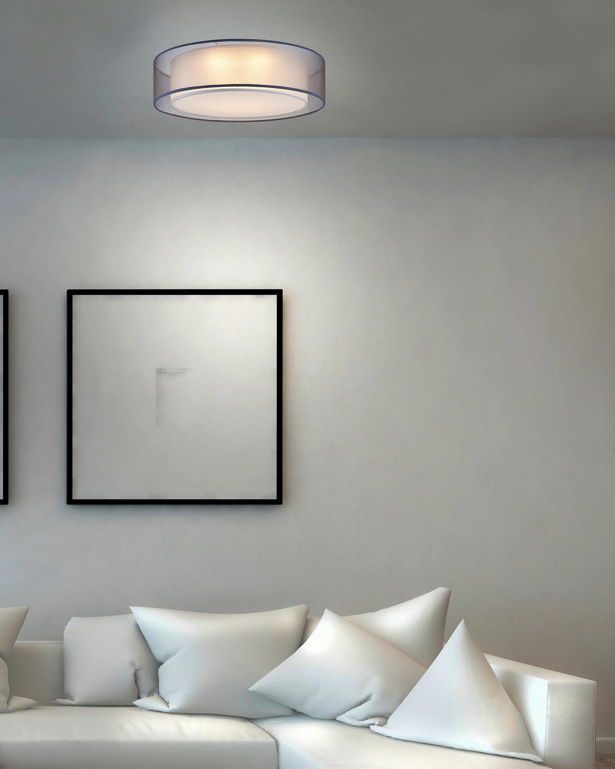 LED-DECKENLEUCHTE  50/15,5 cm    - Grau/Nickelfarben, Konventionell, Textil/Metall (50/15,5cm) - Globo