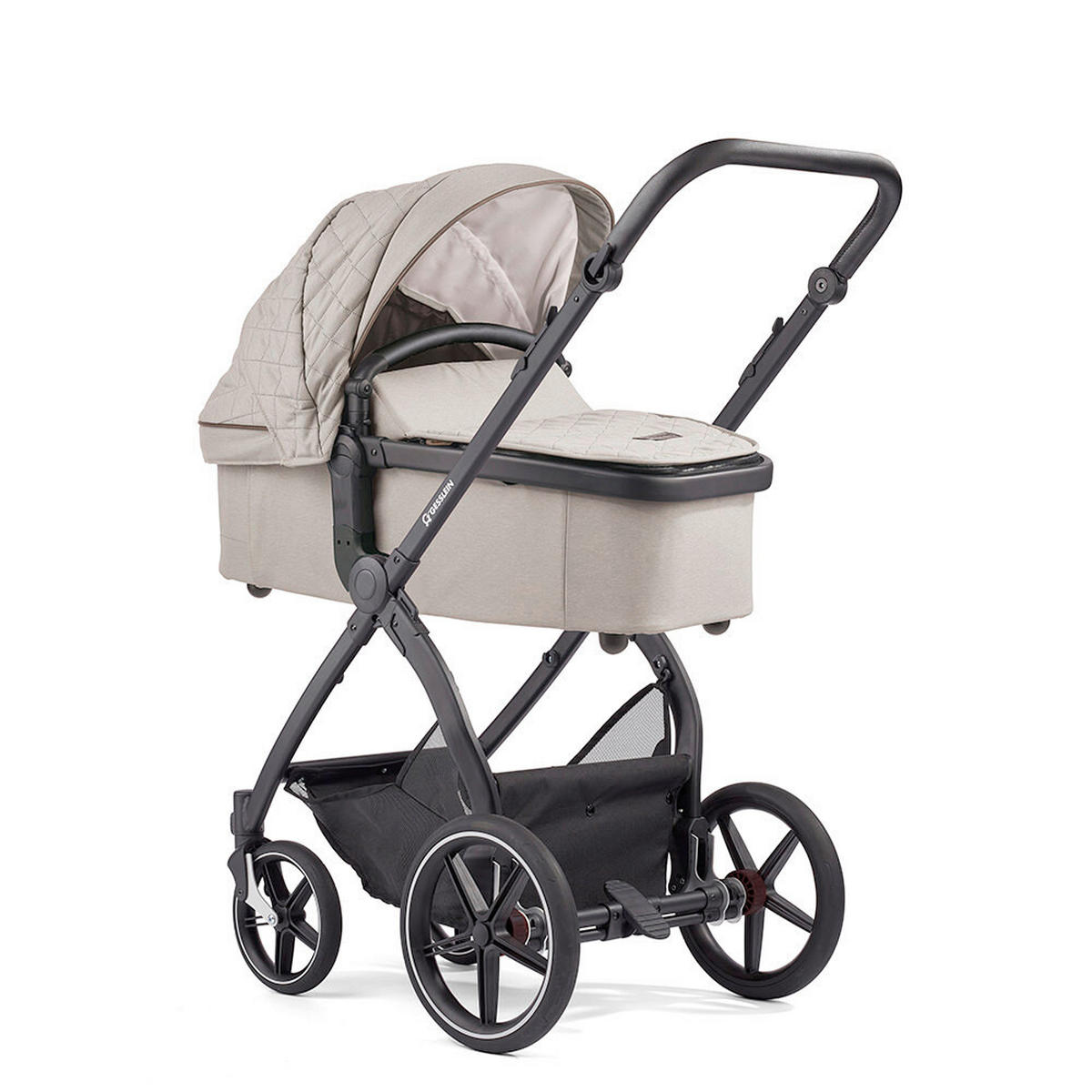 KOMBIKINDERWAGEN  FX4 Swing Set  Steingrau-Schwarz-Tabak  - Hellgrau/Schwarz, Basics, Textil (100/55/130cm) - Gesslein