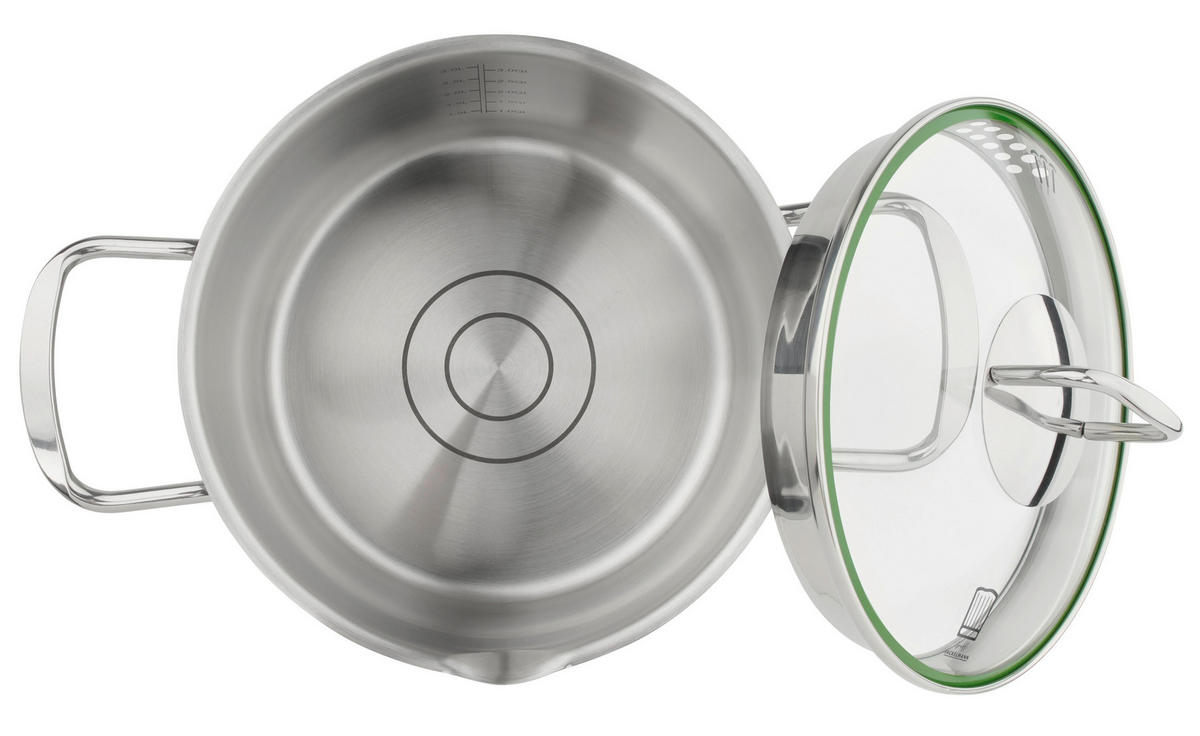 FLEISCHTOPF München 3 L  - Edelstahlfarben, KONVENTIONELL, Glas/Metall (20cm) - Chefkoch+Fackelmann