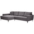 ECKSOFA Dunkelgrau Velours  - Dunkelgrau/Schwarz, Design, Textil/Metall (174/283cm) - Xora