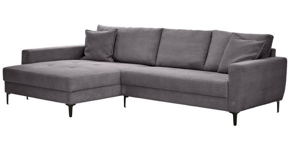 ECKSOFA Dunkelgrau Velours  - Dunkelgrau/Schwarz, Design, Textil/Metall (174/283cm) - Xora