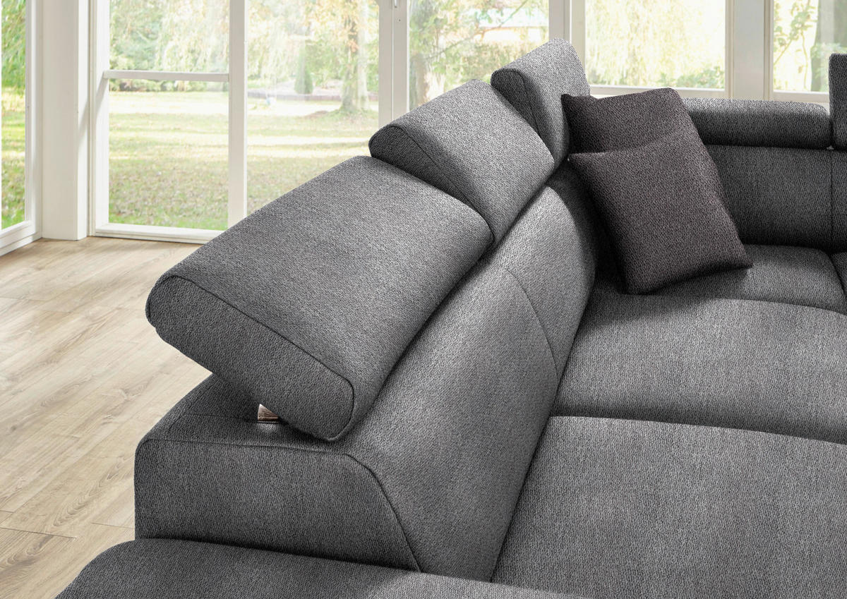 ECKSOFA in Mikrofaser Grau  226/273 cm  - Eichefarben/Beige, Natur, Holz/Textil (226/273cm) - Beldomo System