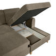 ECKSOFA Braun Flachgewebe Bettkasten, Schlaffunktion, Rücken echt, Kopfstütze, Liegefläche im Originalstoff  - Buchefarben/Braun, KONVENTIONELL, Holz/Textil (241/166cm) - Carryhome