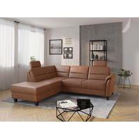ECKSOFA PALMERA V Cognac Mikrofaser  - Wengefarben/Cognac, KONVENTIONELL, Holz/Textil (212/236cm) - Sit & More