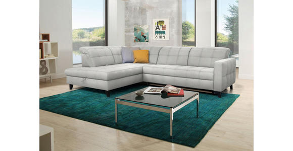 ECKSOFA in Webstoff Hellgrau 216/297 cm - Hellgrau/Schwarz, Design, Holz/Textil (216/297cm) - Xora