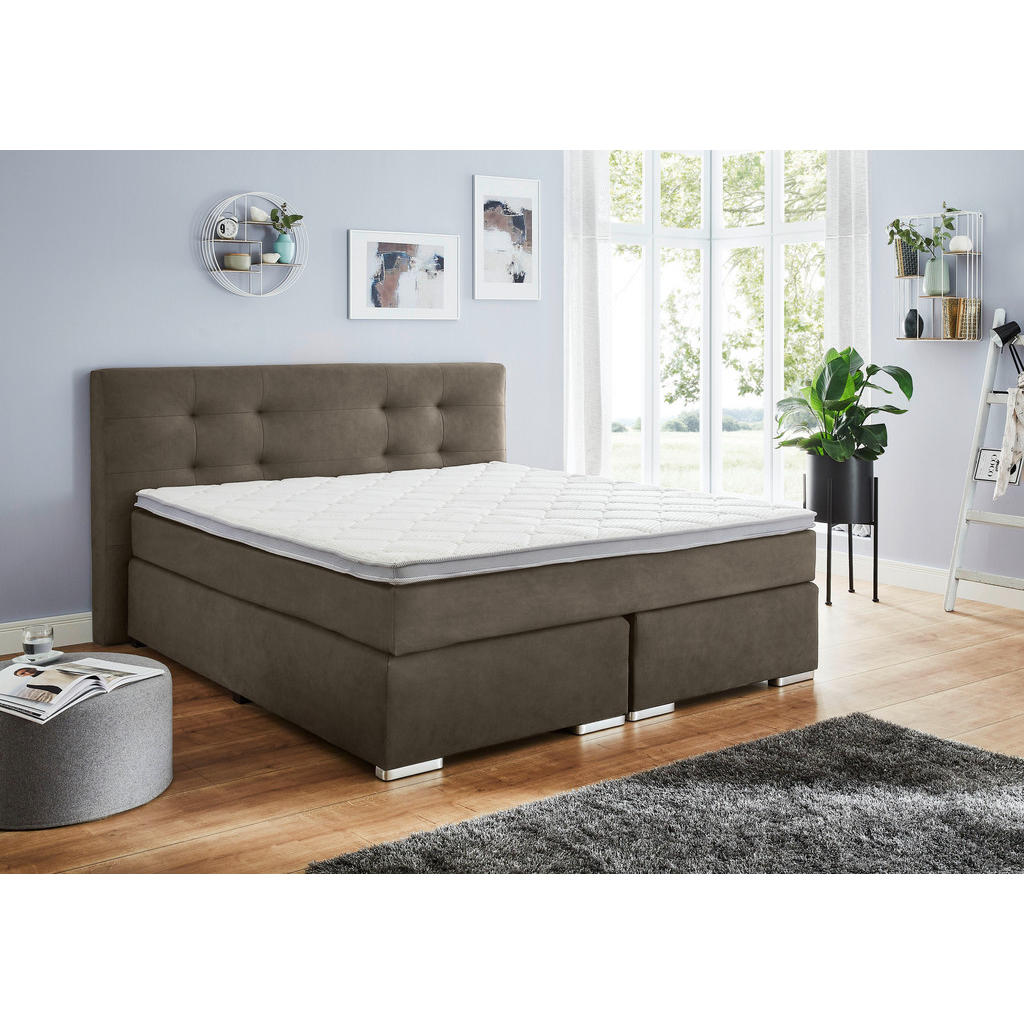 Thumbnail - Carryhome Boxspringbett, Grau, Textil, H2 + H3, 7-Zonen, Höhe ca. 18 cm, 180x200 cm, Textiles Vertrauen - Oeko-Tex®, Top...