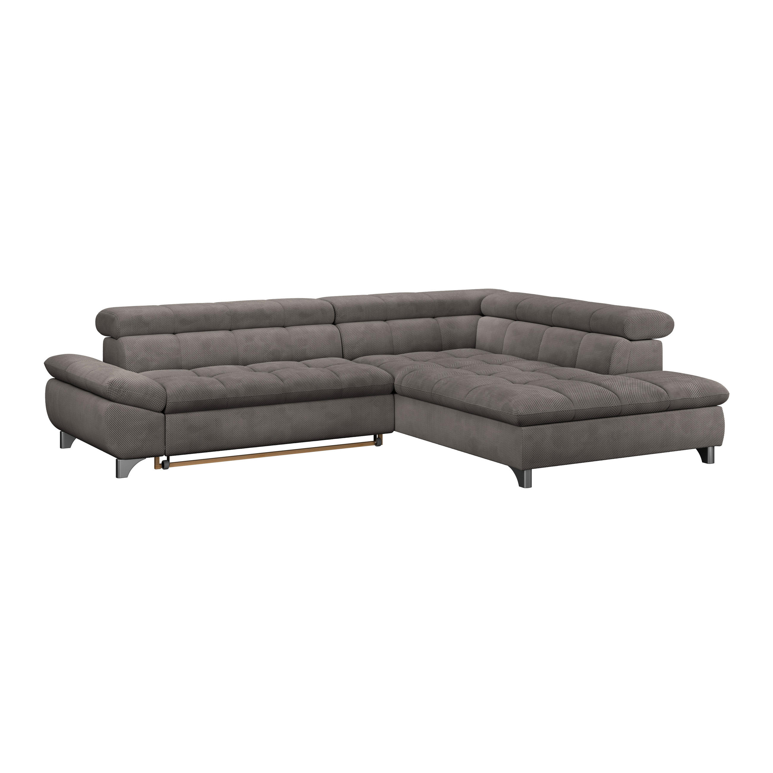 ECKSOFA Braun Chenille  - Chromfarben/Braun, KONVENTIONELL, Textil/Metall (312/234cm) - Livetastic