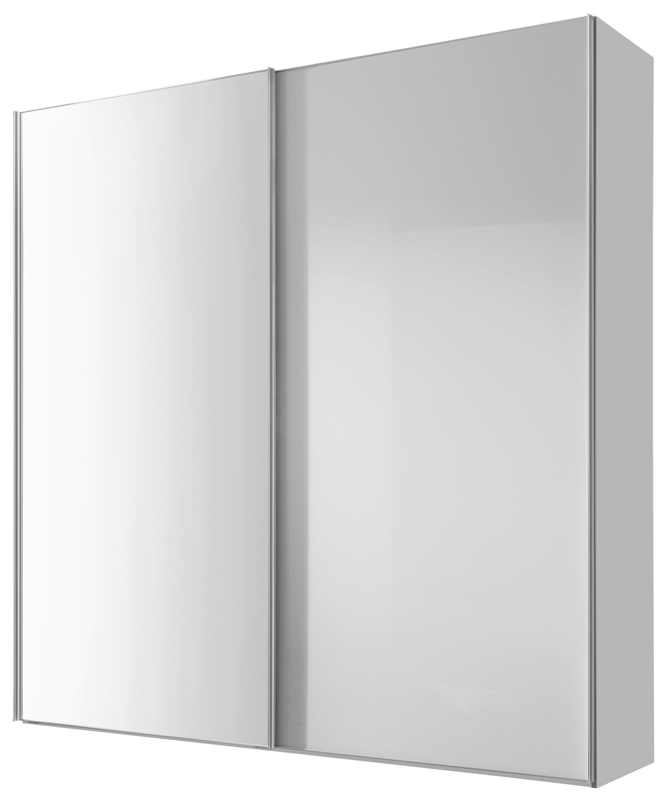 SCHWEBETÜRENSCHRANK 200/222/68 cm 2-türig Weiß  - Chromfarben/Weiß, Basics, Glas/Holzwerkstoff (200/222/68cm) - Moderano