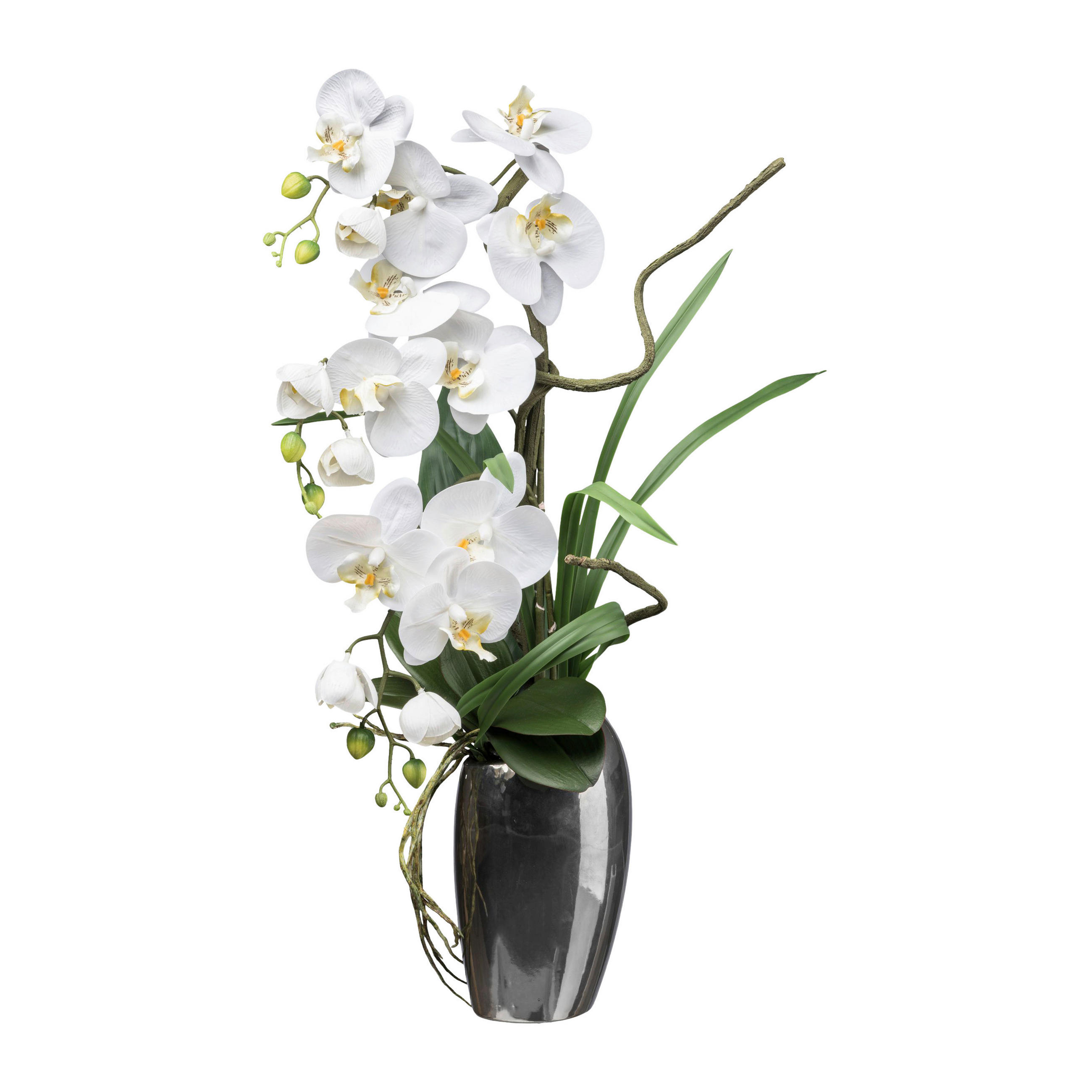 KUNSTPFLANZE Orchidee 68 cm  - Silberfarben/Weiß, Design, Keramik/Kunststoff (68cm) - P & B