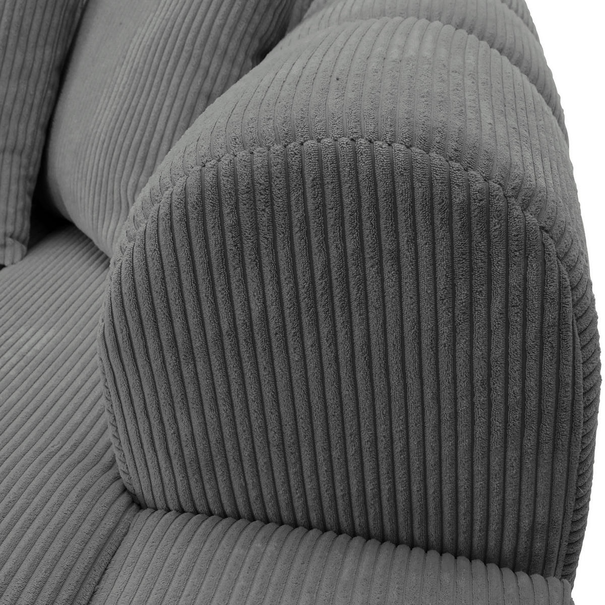 ECKSOFA Dunkelgrau Cord Zierkissen, Rücken echt  - Dunkelgrau/Schwarz, KONVENTIONELL, Kunststoff/Textil (313/162cm) - Carryhome