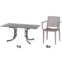 GARTENGARNITUR 5-teilig Stahl  - Taupe/Anthrazit, Basics, Kunststoff/Metall (90/80/160cm) - Siena Garden