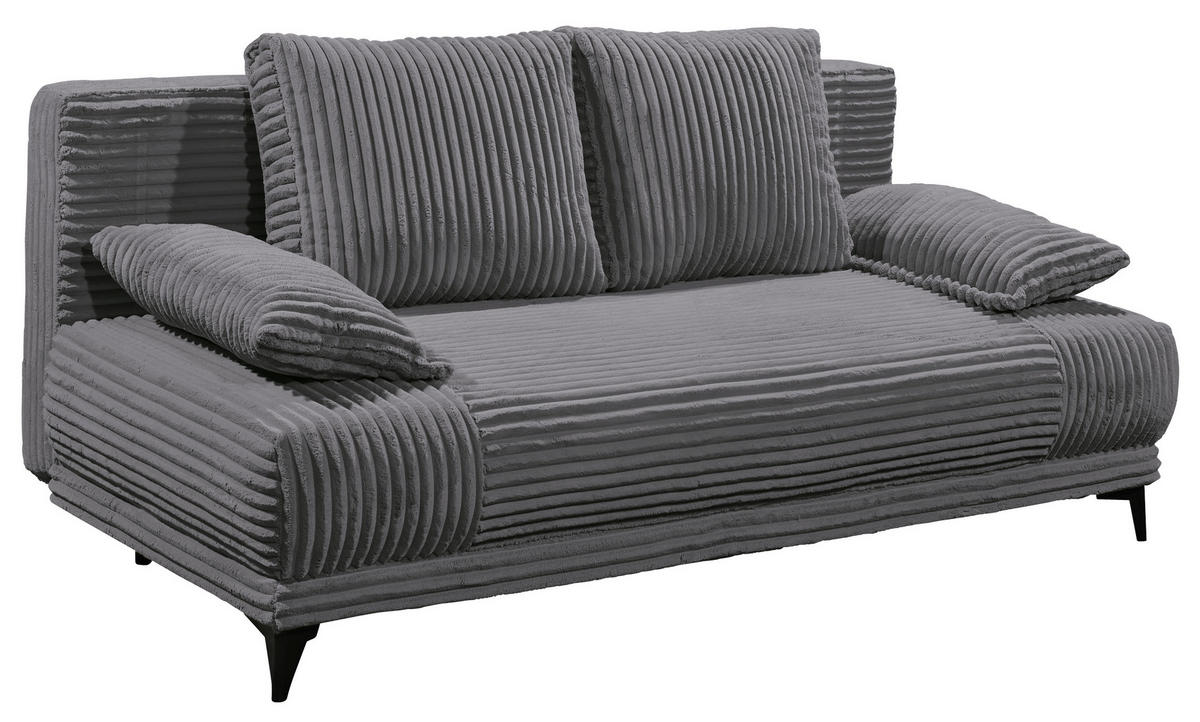 SCHLAFSOFA  mit Cord Anthrazit  - Anthrazit/Schwarz, KONVENTIONELL, Kunststoff/Textil (211/96/105cm) - Carryhome