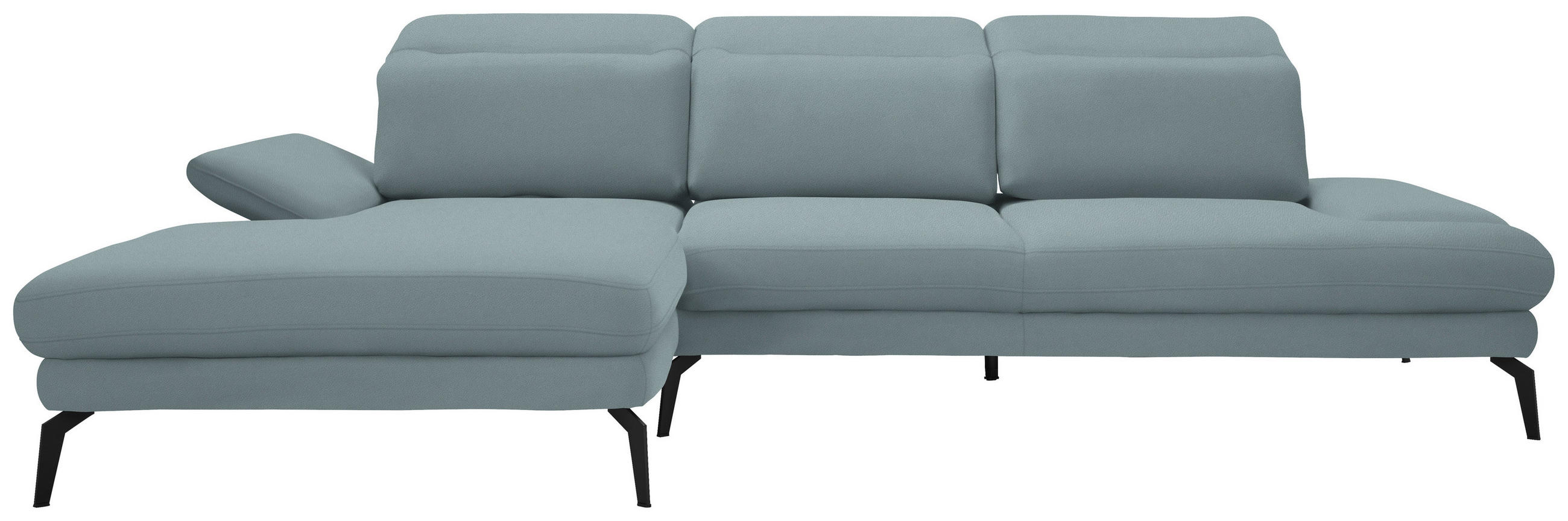 ECKSOFA in Flachgewebe Hellblau  - Schwarz/Hellblau, Design, Textil/Metall (180/289cm) - Stylife