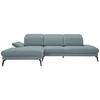 ECKSOFA in Flachgewebe Hellblau  - Schwarz/Hellblau, Design, Textil/Metall (180/289cm) - Stylife