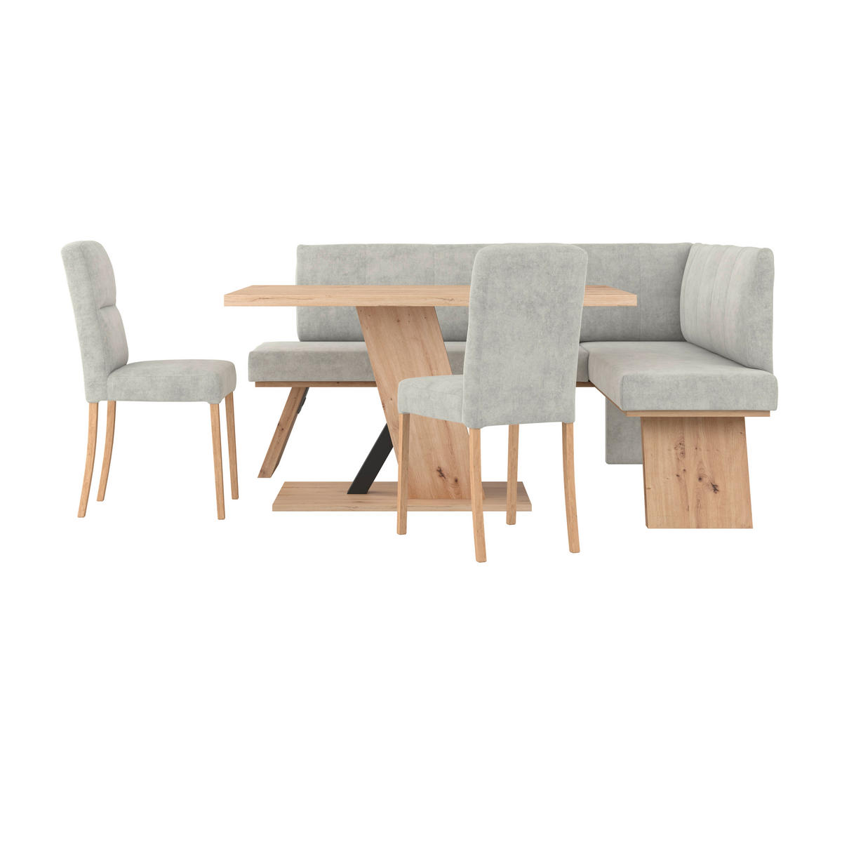 ECKBANK 185/150 cm Webstoff Hellgrau   - Eichefarben/Hellgrau, KONVENTIONELL, Textil (185/150cm) - Livetastic