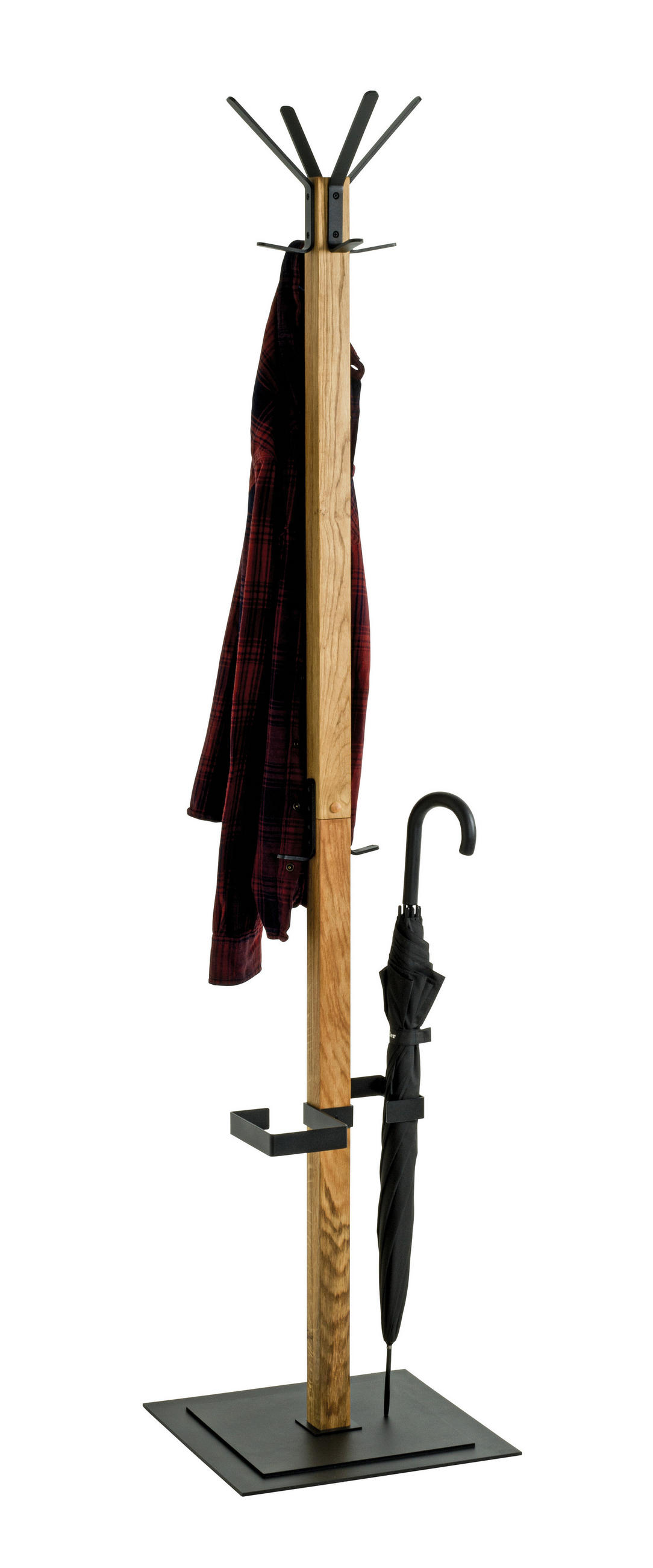 GARDEROBENSTÄNDER in Schwarz, Eichefarben 40/180/40 cm   - Eichefarben/Schwarz, KONVENTIONELL, Holz/Metall (40/180/40cm)