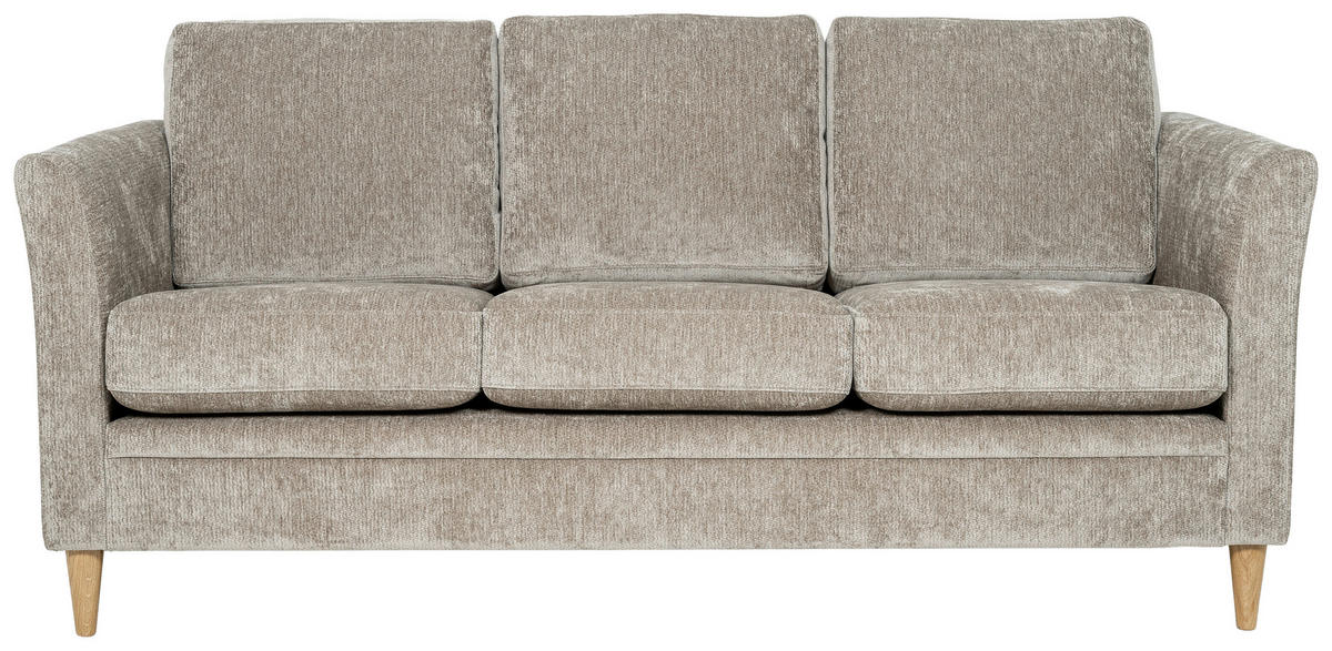 3-SITS SOFFA i chenille cappuccino  - cappuccino/naturfärgad, Klassisk, metall/trä (193/90/87cm) - Best Price