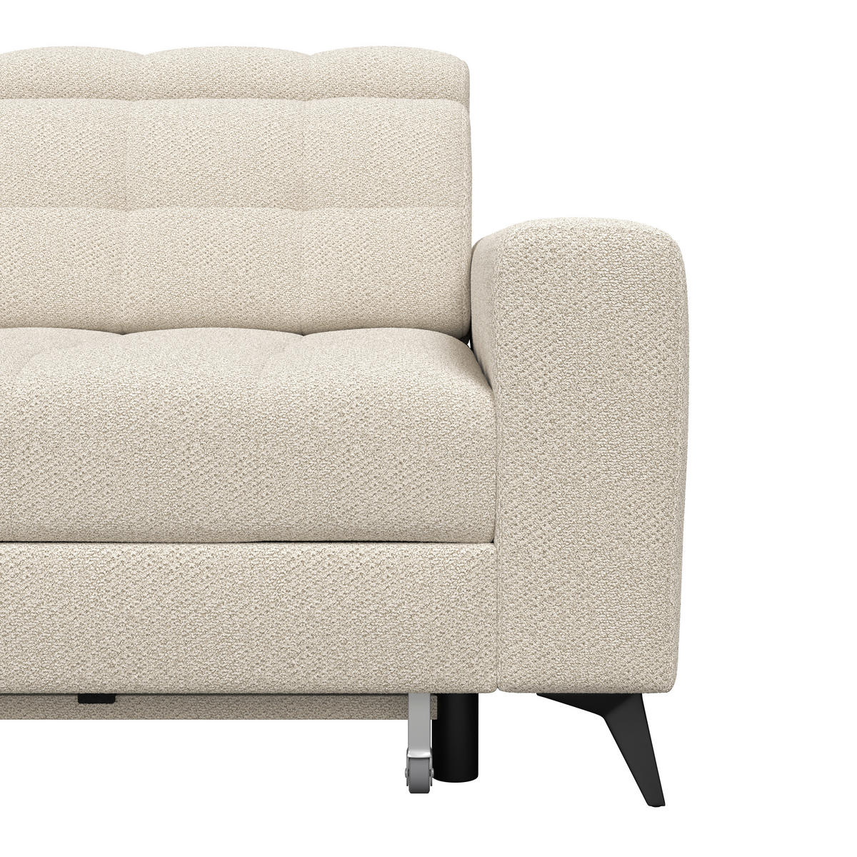 ECKSOFA BARLETTA NEW Creme Velours Bettkasten, Kopfteilverstellung, Sitztiefenverstellung, Liegefläche im Originalstoff  - Creme/Schwarz, ROMANTIK / LANDHAUS, Textil/Metall (228/289cm) - MID.YOU