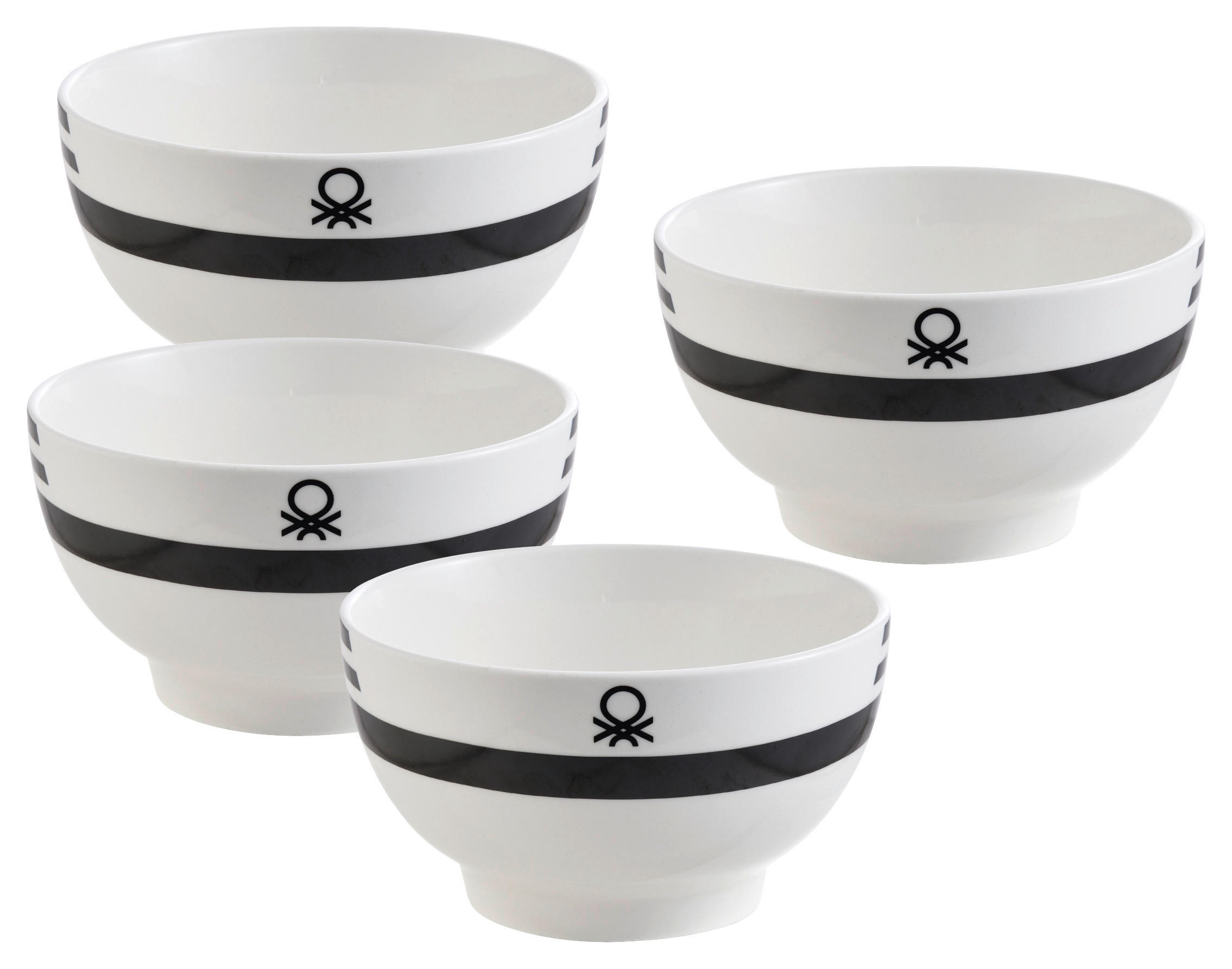 Keramikschüssel-Set BENETTON  - Schwarz/Weiß, Basics, Keramik (15/14,7/19,2cm) - Benetton