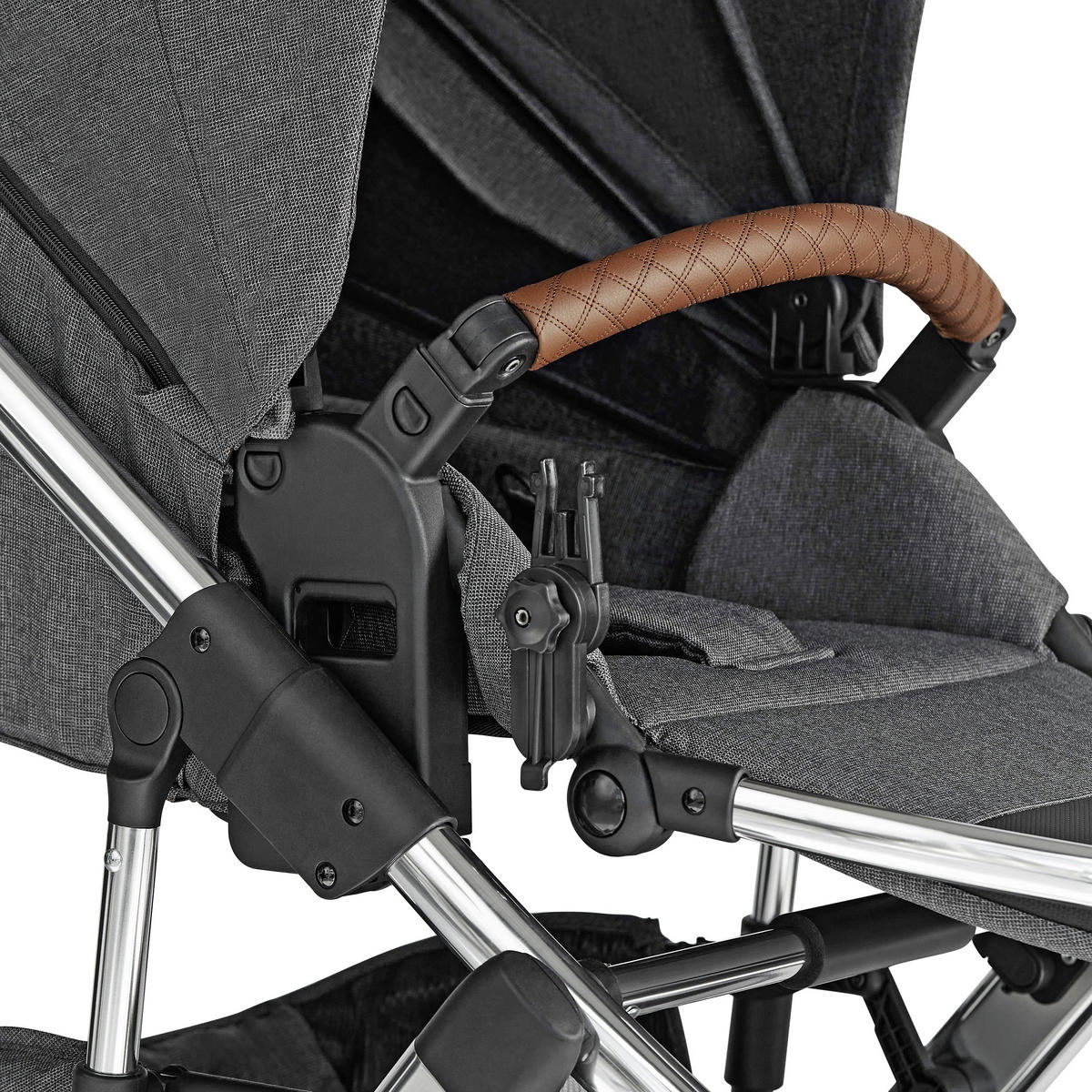 KINDERWAGENSONNENSCHIRM Sunny  - Chromfarben/Anthrazit, Basics, Textil/Metall (10/4/55,5cm) - ABC Design