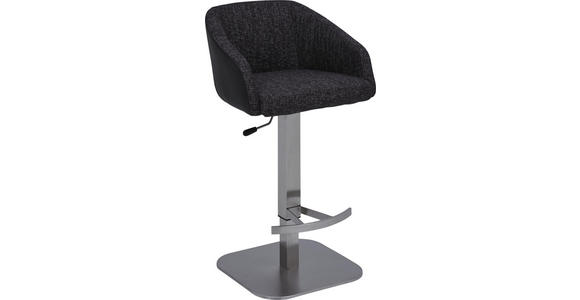 BARHOCKER Flachgewebe Anthrazit, Schwarz, Edelstahlfarben - Edelstahlfarben/Anthrazit, Design, Textil/Metall (50/82-107/50cm) - Dieter Knoll
