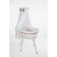 STUBENWAGEN-KOMPLETTSET Babybett Lounge Weiß Pyjamabär Buche  Rosa, Weiß, Buchefarben  - Buchefarben/Rosa, Basics, Holz/Textil (60/167/100cm) - Mionido
