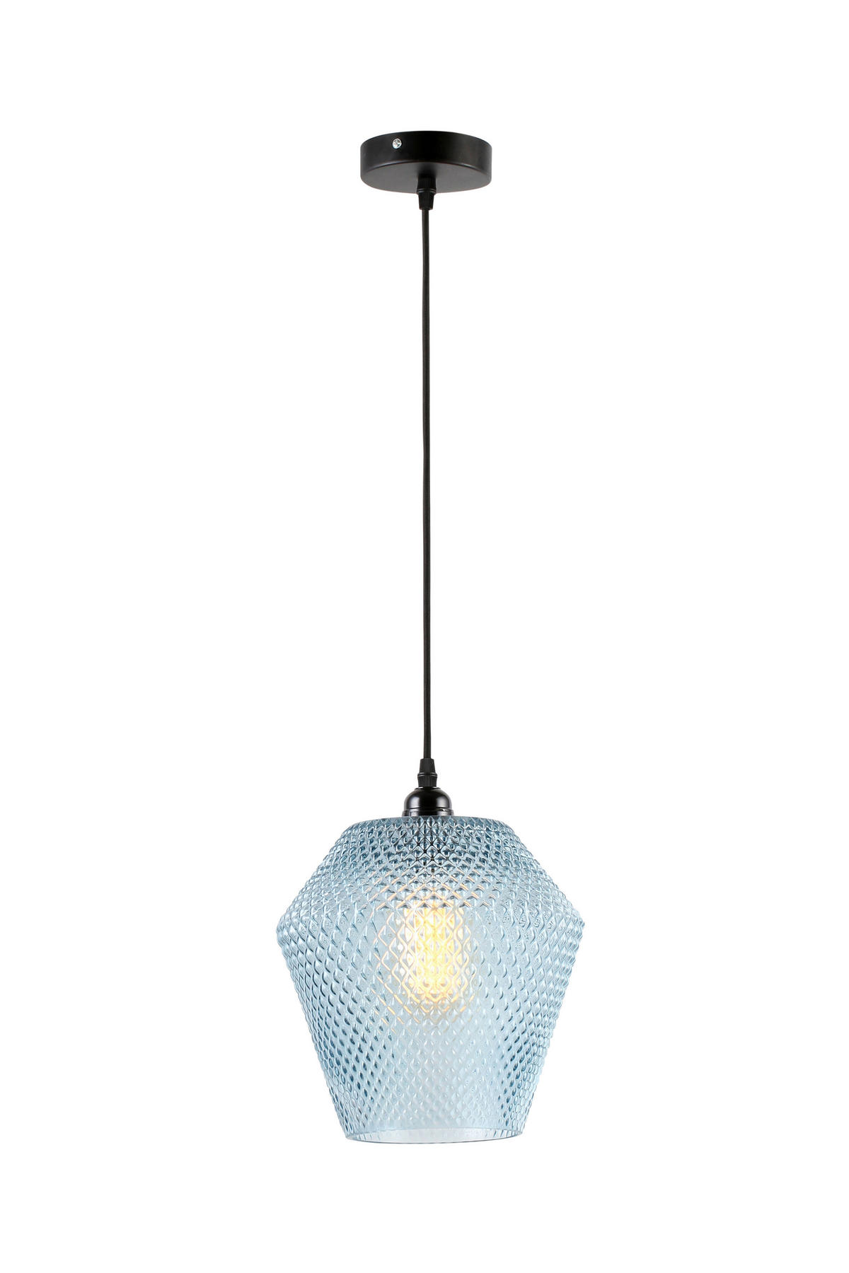 HÄNGELEUCHTE 22/22/27 cm   - Blau/Schwarz, Basics, Glas (22/22/27cm) - Kayoom