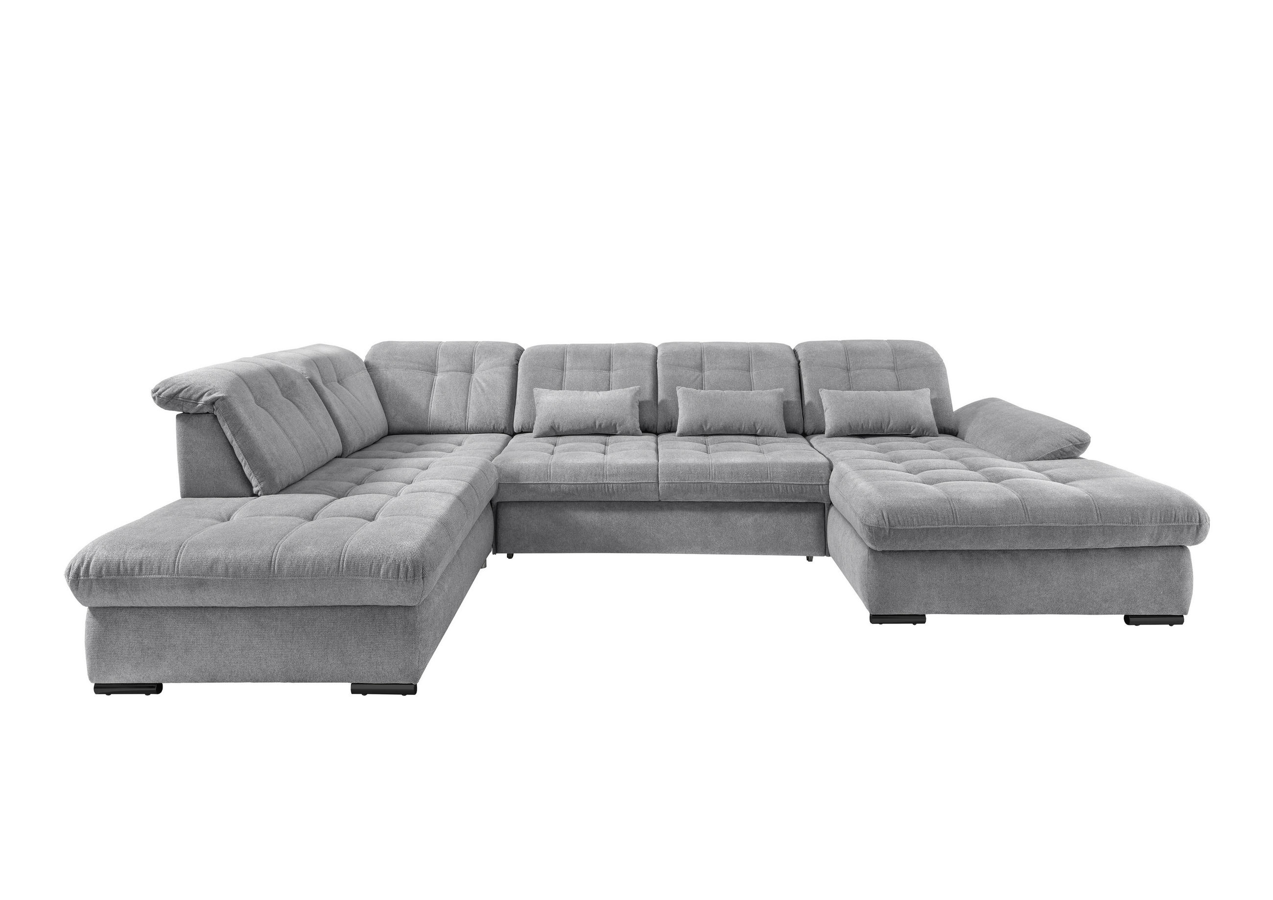 WOHNLANDSCHAFT in Chenille Silberfarben - Silberfarben/Schwarz, Modern, Textil/Metall (252/387/184cm) - Livetastic