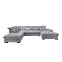 WOHNLANDSCHAFT in Chenille Silberfarben  - Silberfarben/Schwarz, Modern, Textil/Metall (252/387/184cm) - Livetastic