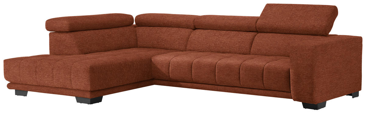 ECKSOFA in Mikrofaser Rostfarben  - Rostfarben/Schwarz, Design, Textil/Metall (207/301cm) - Xora