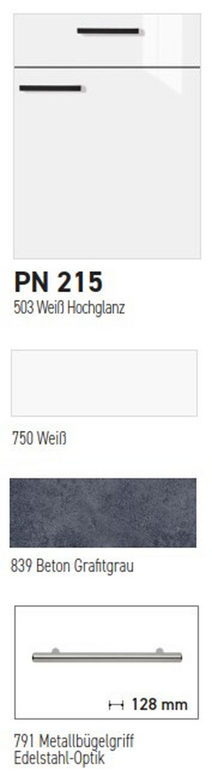 KÜCHENBLOCK PN 215 290 cm  in Graphitfarben, Weiß, Weiß Hochglanz  - Edelstahlfarben/Weiß Hochglanz, Design, Holzwerkstoff/Metall (290cm) - Pino