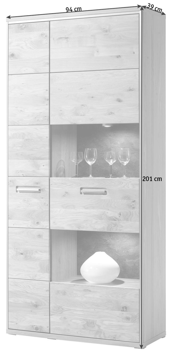 VITRINE in Eiche Eichefarben - Edelstahlfarben/Eichefarben, Konventionell, Glas/Holz (94/201/39cm) - MID.YOU