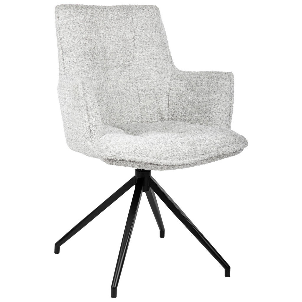 Ambia Home STOLIČKA S PODRÚČKAMI, železo, ženilka, sivá, čierna
